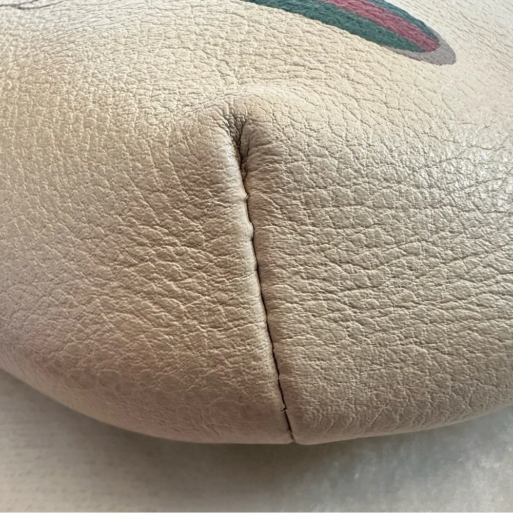 Gucci White Belt Bag with Navy and Red Strap